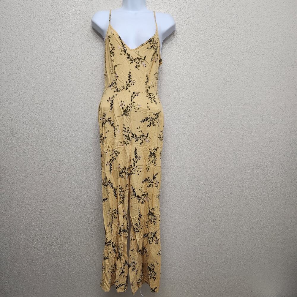 Forever 21 Yellow Pink Floral Print Spaghetti Strap Jumper Small Lightweight
